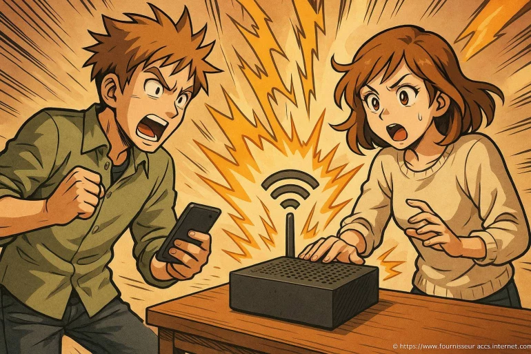 Jeune couple frustré par problème wifi
