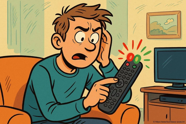 Homme frustré avec télécommande de télévision