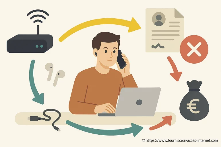 Illustration homme télétravail internet