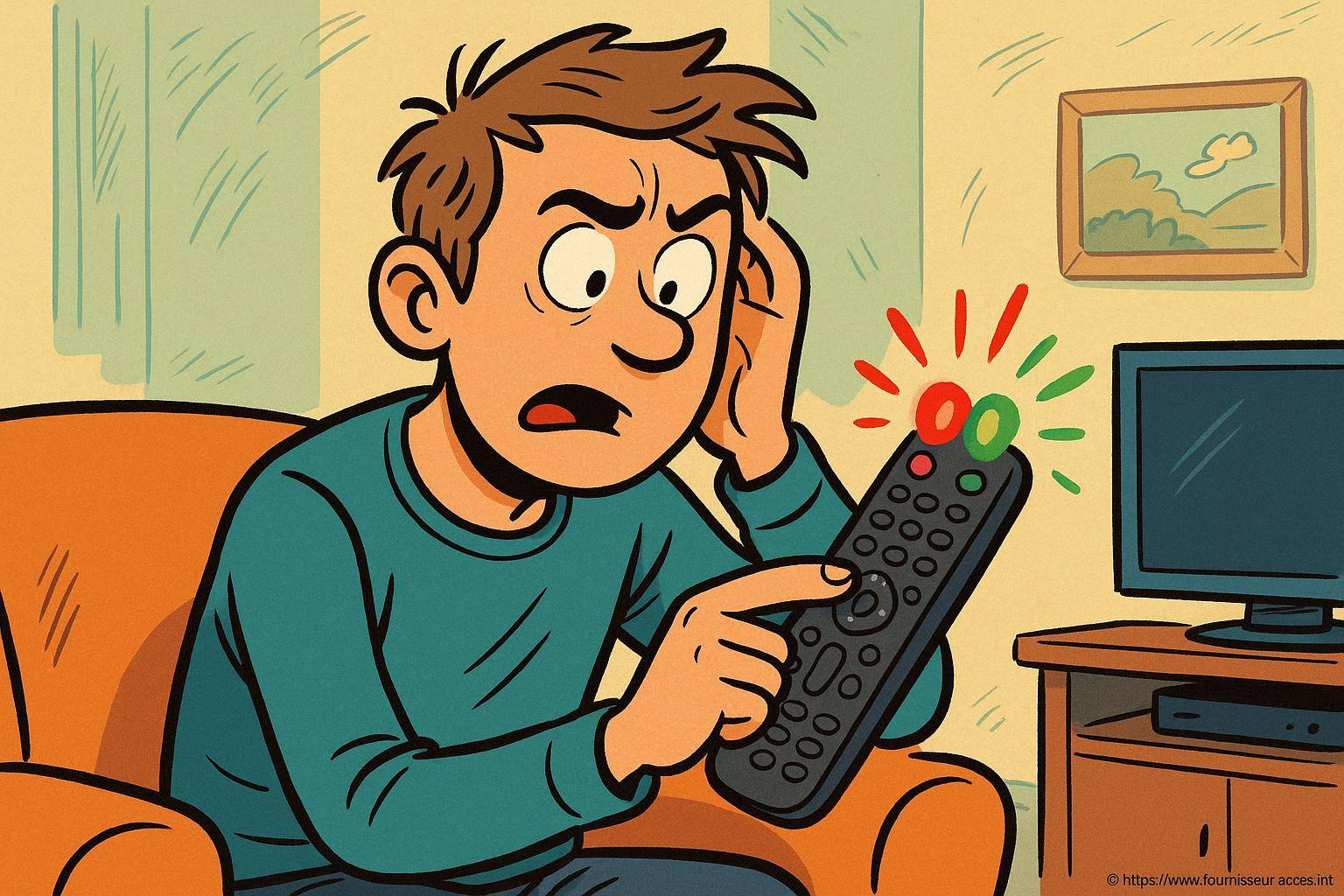 Homme frustré avec télécommande de télévision