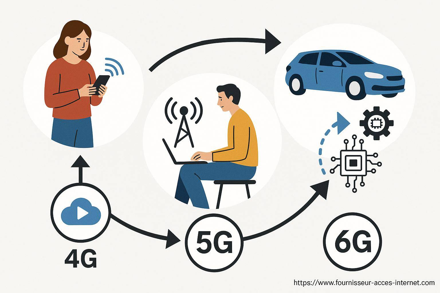 évolution des réseaux mobiles 4G 5G 6G