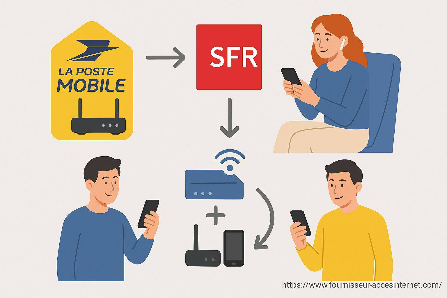 Schéma migration La Poste Mobile vers SFR
