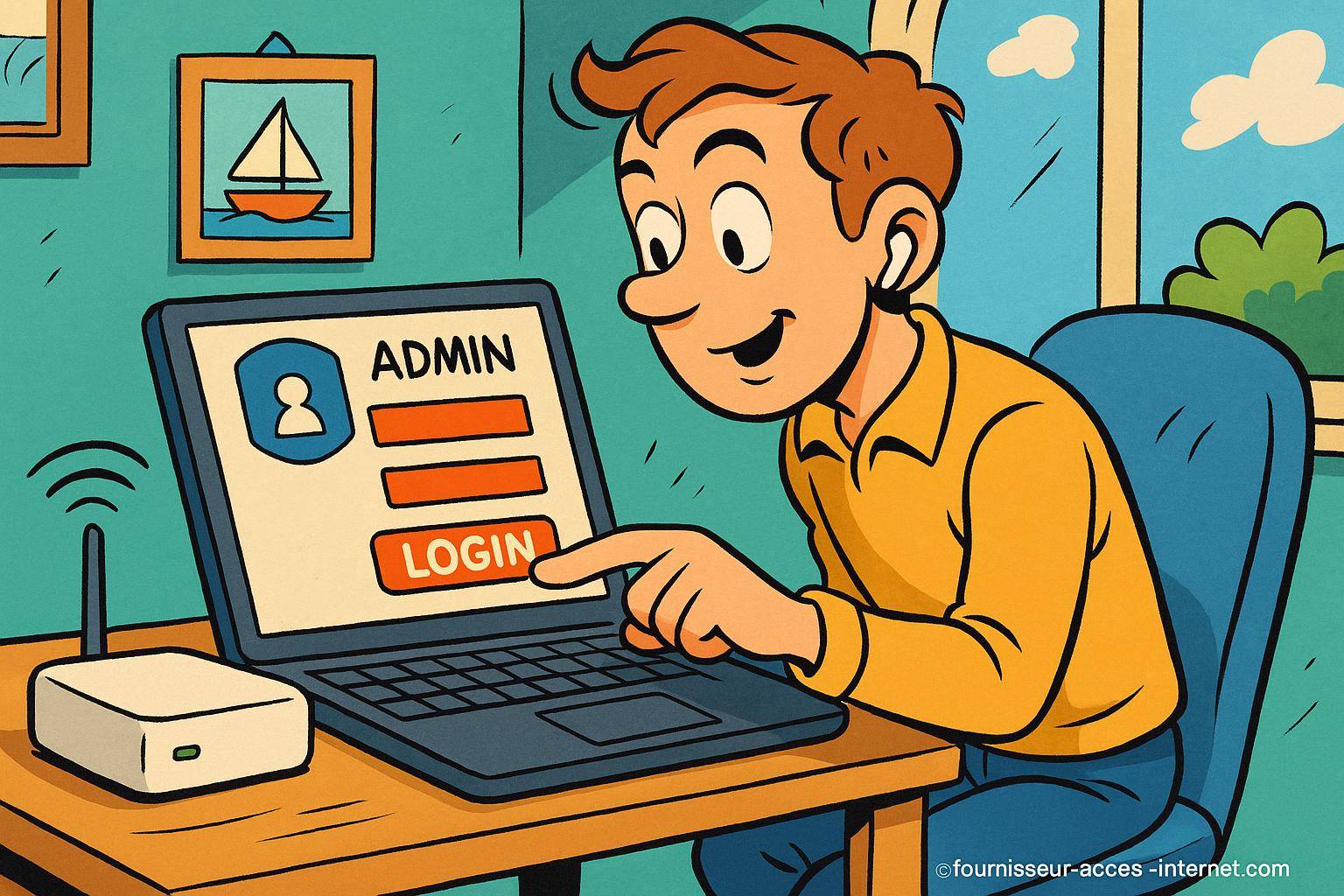 Homme se connectant en tant qu'administrateur