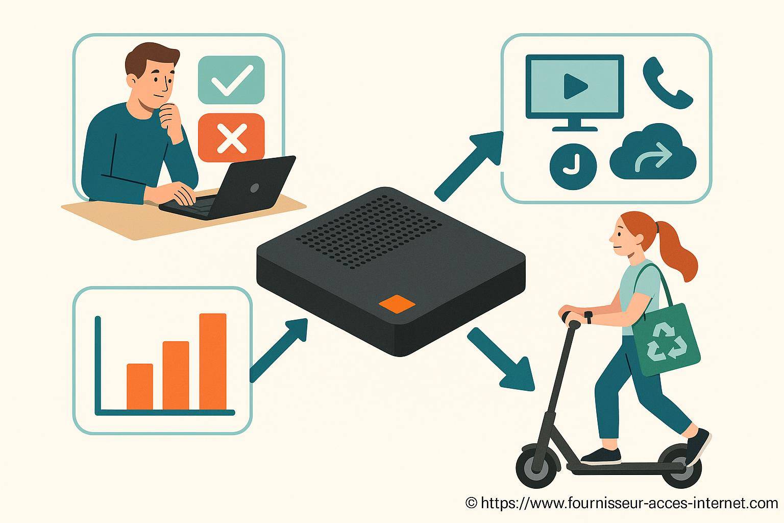 Illustration d'une box internet connectée multifonction