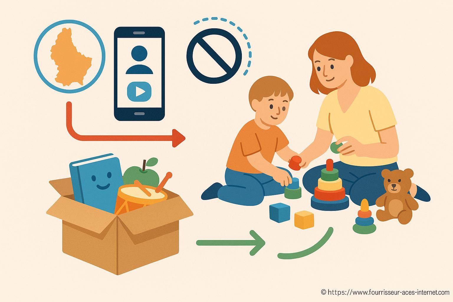 Enfant jouant avec adulte et jouets éducatifs