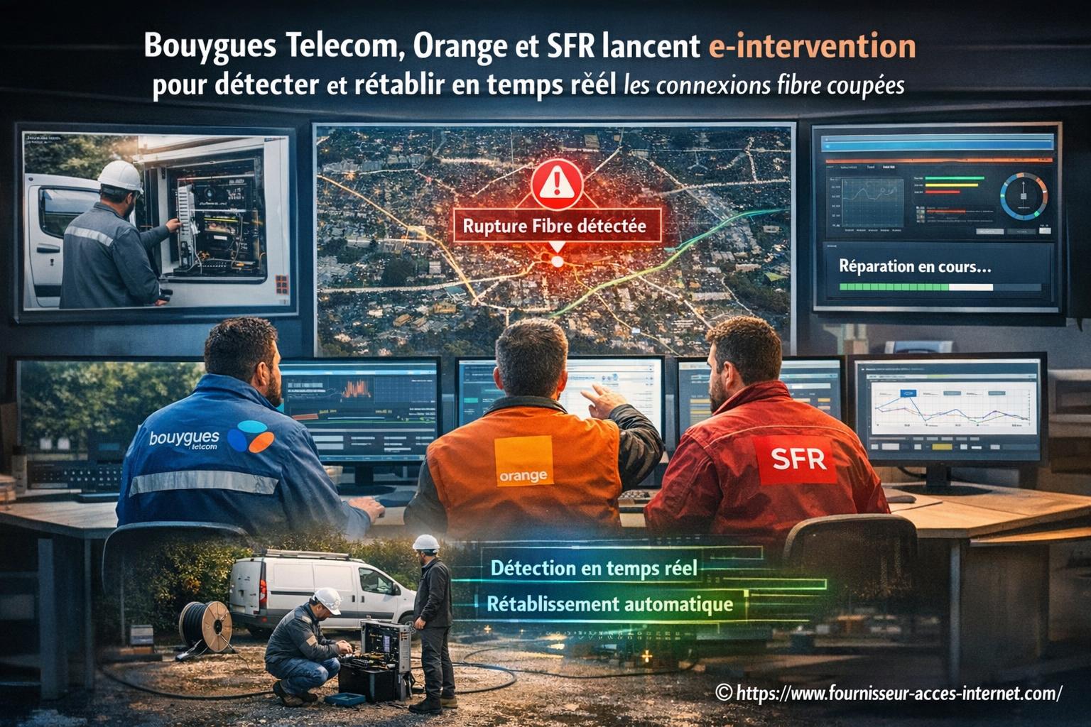 Bouygues telecom, orange et sfr lancent e-intervention pour détecter et rétablir en temps réel les connexions fibre coupées