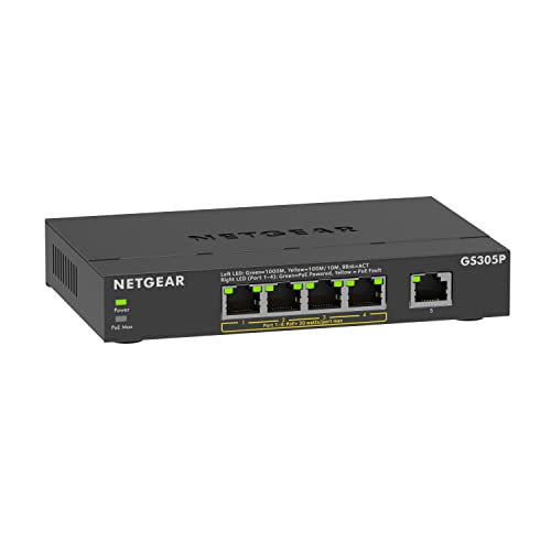 NETGEAR Switch 5 Ports Gigabit Ethernet PoE (GS305PV3) - ave