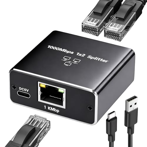 Switch Ethernet 2 Ports, RJ45 Splitter 1000Mbps, Répartiteur