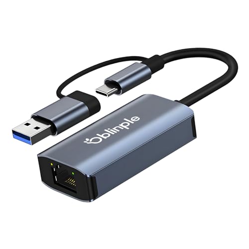 Oblinple Adaptateur USB 3.0 Ethernet, USB C vers RJ45 Gigabi
