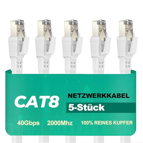 Ercielook Cat 8 Câble Ethernet 0,5m 5 Pièces – Câble Réseau 