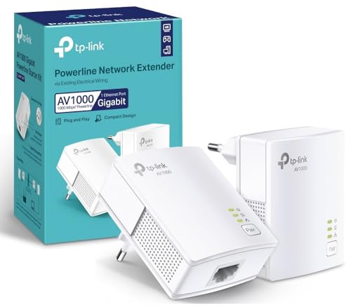 TP-Link CPL 1000 Mbps avec 1 Port Gigabit et Prise Intégrée - idéale pour Profiter du Service Multi-TV à la Maison, Compatible Toutes Les Box, TL-PA717 KIT