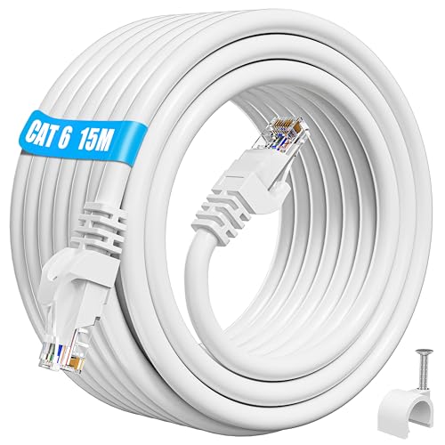 ikbc Cable Ethernet 15m, Cat 6 Cable RJ45 15m Haute Vitesse 