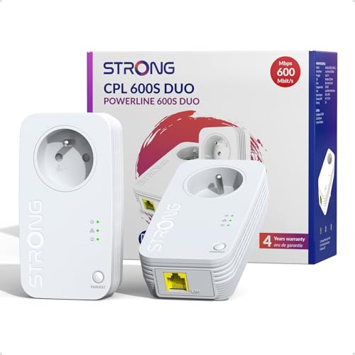STRONG CPL AV600 Mbps, Prise Intégrée, Box CPL HomePlug AV2,