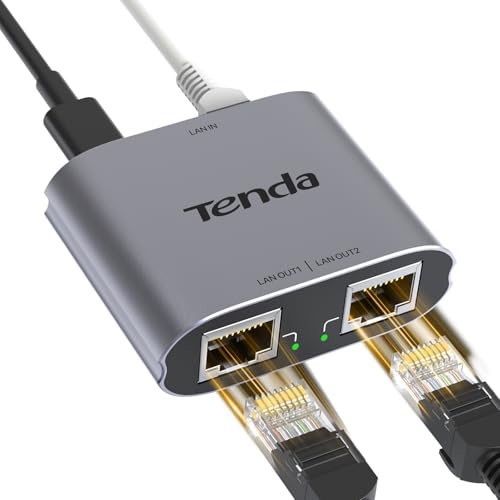 Tenda Switch Ethernet 1 à 2, 2 Port 1000 Mbps RJ45, Splitter