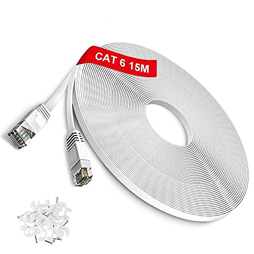 TBMax Câble Ethernet 15m Cat 6 Plat Câble Ethernet Réseau Ha