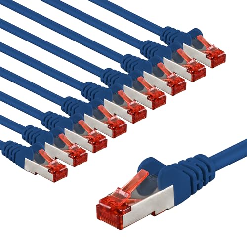 goobay Lot de 10 câbles réseau CAT6 blindés S/FTP/CU - Câble